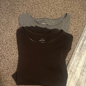CJ Banks Gray and Brown quarter length Sleeve Tees